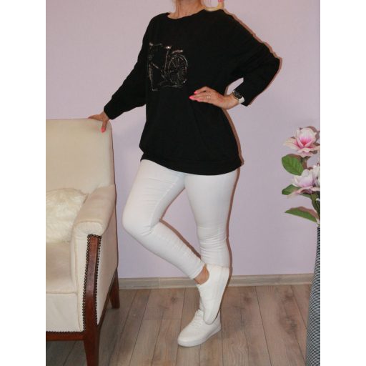 Flitteres bringás felső! fekete XXL-3XL
