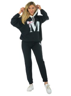  Csipkebetétes,kapucnis,zsebes, szabadidőruha ! fekete  L-XXL