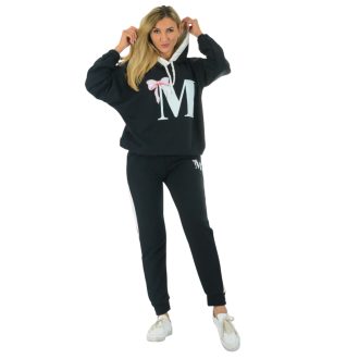   Csipkebetétes,kapucnis,zsebes, szabadidőruha ! fekete  L-XXL