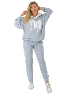   Csipkebetétes,kapucnis,zsebes, szabadidőruha ! szürke  L-XXL