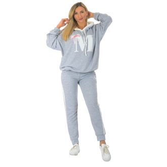   Csipkebetétes,kapucnis,zsebes, szabadidőruha ! szürke  L-XXL