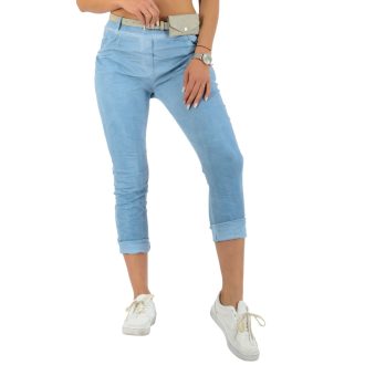   Koptatott,zsebes ,gumisderekú,táskás öves nadrág ! farmerkék L-XL