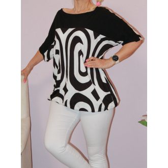 Mintás ,gumis aljú felső ! fekete-fehér  XXL-3XL