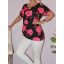Virágos,denevérujjas,ékszerdíszes felső! pink-fekete L-XXL