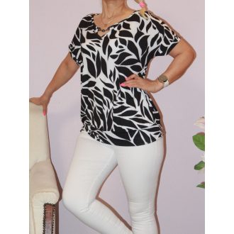 Levél mintás,denevérujjas,ékszerdíszes felső!  L-XXL