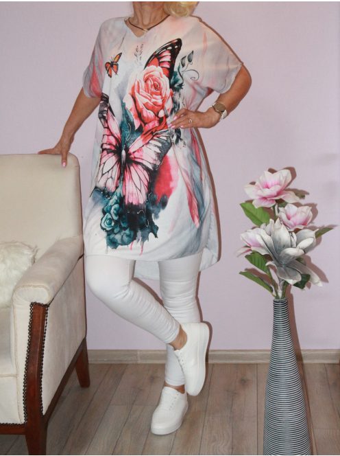 Lepkés,V nyakú,hátulja hosszabb  tunika !  XL-XXL