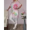 Virágos,V nyakú,hátulja hosszabb  tunika ! fehér-pink XL-XXL