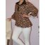Leopárd mintás, ingfazonú ,fodros ujjú,gumis aljú felső! XXL-3XL