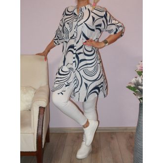   Mintás,zsebes, hátulja hosszabb ingtunika! kék-fehér L-XL