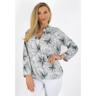   Virágos, ingfazonú ,gumis aljú felső! fehér-fekete L-XXL