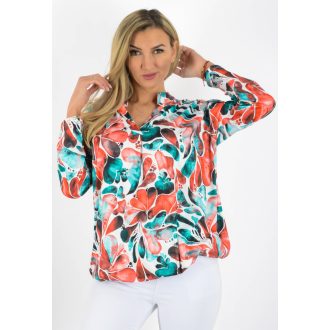 Mintás, ingfazonú ,gumis aljú felső! korall-zöld L-XXL