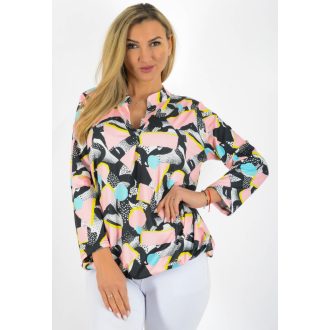   Mintás, ingfazonú ,gumis aljú felső! púderrószaszín-kék-fekete L-XXL