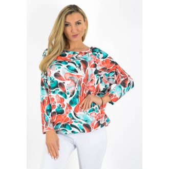   Mintás,aszimmetrikus,gumis aljú felső ! korall-zöld L-XXL