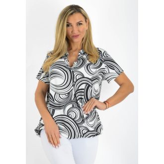   Mintás, ingfazonú ,gumis aljú felső! fekete-fehér  L-XXL