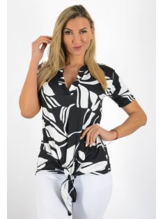 Mintás,ingfazonú,elöl kötős felső! fekete-fehér  S-XL