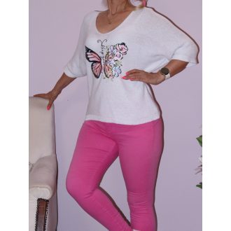 Lepkés,denevérujjas,cérnakötött felső! fehér L-XL