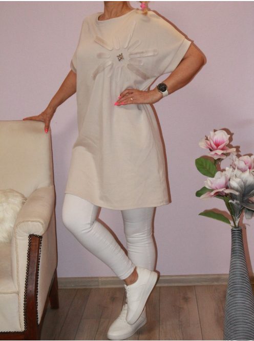 Virágdíszítéses tunika! bézs L-XXL