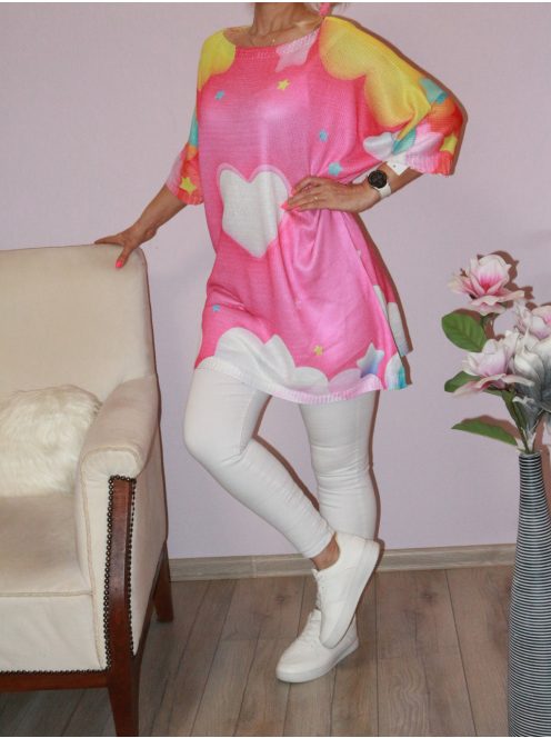 Szívecskés,cérnakötött ,denevérujjas tunika!  L-XXL
