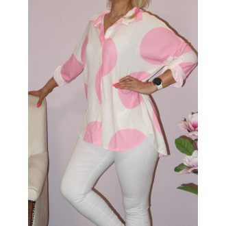 Pöttyös,roll-up ujjú  ing ! rózsaszín L-XL