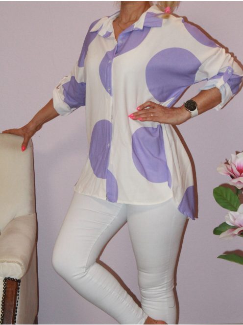 Pöttyös,roll-up ujjú  ing ! lila L-XL