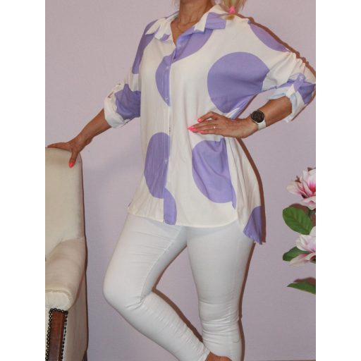Pöttyös,roll-up ujjú  ing ! lila L-XL