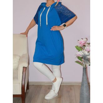 Csipkés ujjú kapucnis tunika! királykék XL-XXL