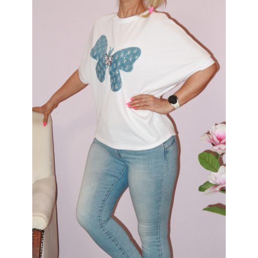 Flitteres farmer lepkés  felső ! fehér L-XL