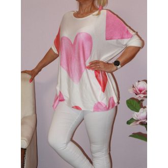 Szívecskés,vékony kötött  felső ! pink XL-XXL
