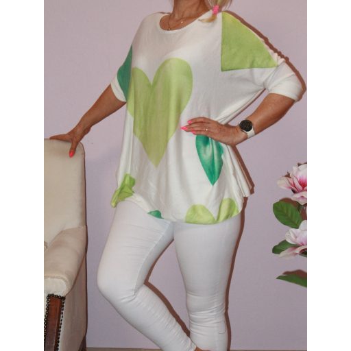 Szívecskés,vékony kötött  felső ! zöld XL-XXL