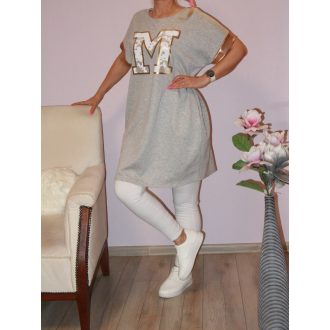 Arany M betűs,zsebes tunika! szürke XL-XXL