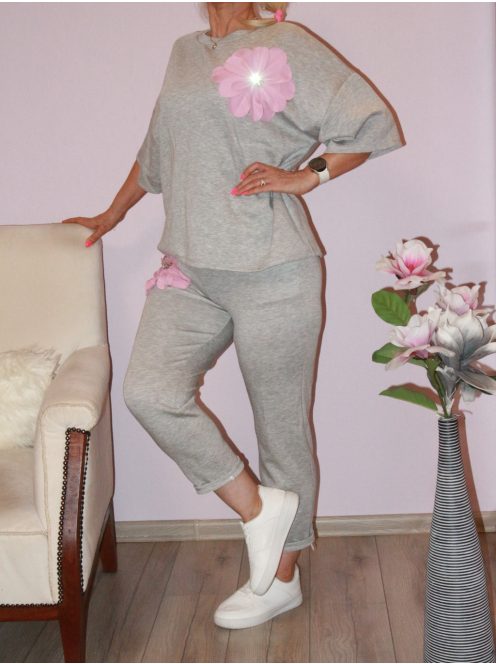 Virágos,zsebes szett ! szürke  L-XXL