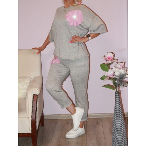 Virágos,zsebes szett ! szürke  L-XXL