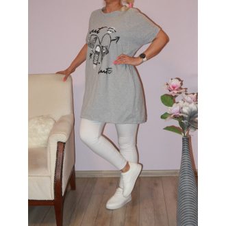   Strasszos lepkés tornacipős,alja kötős,zsebes tunika! szürke  XL-XXL