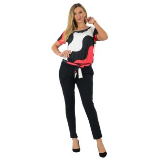 Hullám mintás,zsebes,öves overál ! piros M-XL