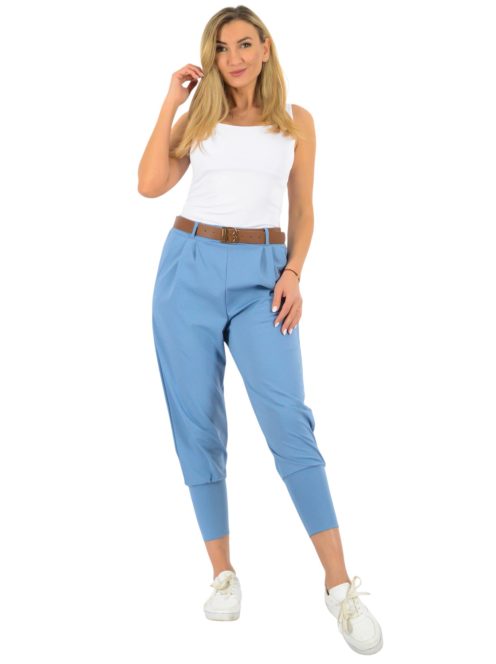 Zsebes ,öves,gumis derekú bricsesznadrág ! farmerkék M-XL