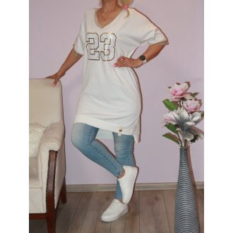   Arany díszítéses ,számos,V nyakú tunika! törtfehér L-XL