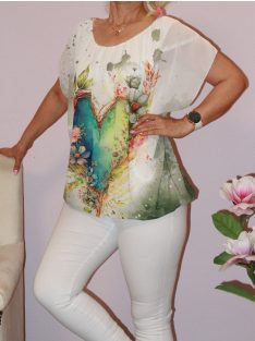 Szívecskés,virágos,gumis aljú,muszlin felső! khaki M-XL