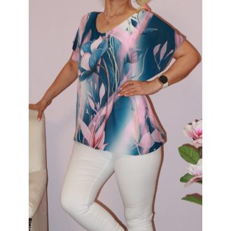   Virágos,gumis aljú,muszlin felső!  sötétkék-rózsaszín M-XL