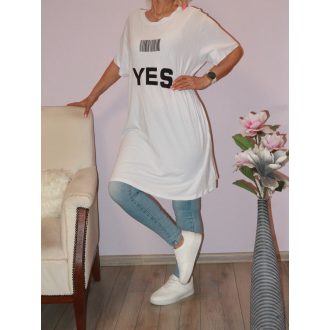 YES feliratos,A vonalú tunika! fehér XL-XXL
