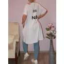 YES feliratos,A vonalú tunika! fehér XL-XXL
