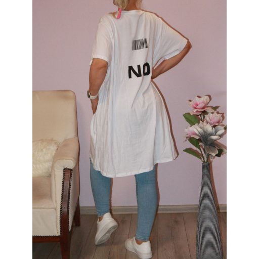 YES feliratos,A vonalú tunika! fehér XL-XXL