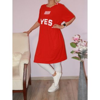 YES feliratos,A vonalú tunika! piros XL-XXL