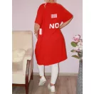 YES feliratos,A vonalú tunika! piros XL-XXL