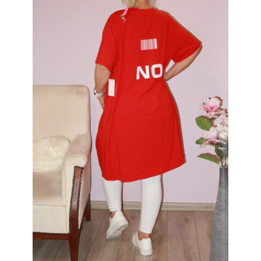 YES feliratos,A vonalú tunika! piros XL-XXL