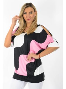   Hullám mintás,válla nyitott,denevérujjas felső! rózsaszín  L-XXL