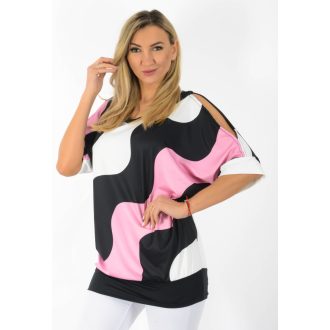   Hullám mintás,válla nyitott,denevérujjas felső! rózsaszín  L-XXL