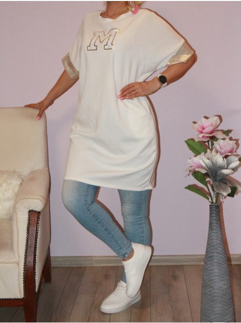 M betűs,arany ujjú zsebes tunika! fehér L-XL
