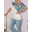 Mintás lenge,gumis aljú felső ! ekrü-lila-rózsaszín L-XXL
