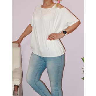   Egyszínű,nyitott vállú,gumis aljú felső!  törtfehér  L-XXL