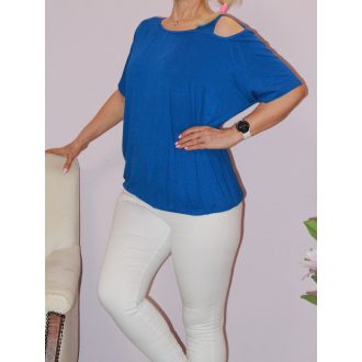   Egyszínű,nyitott vállú,gumis aljú felső!  királykék L-XXL